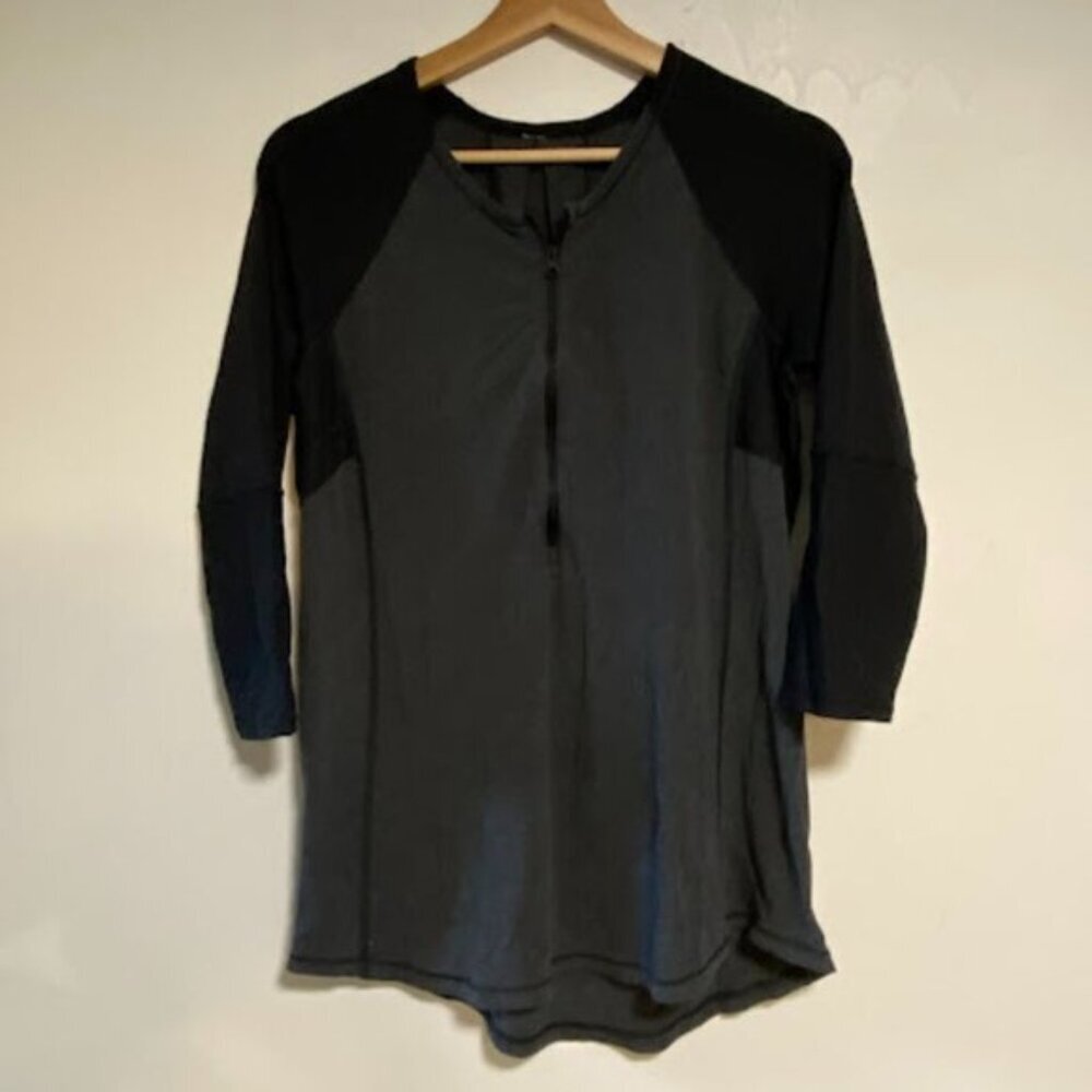 Lululemon Black & Charcoal Long Sleeve Athletic Tunic Top - Picture 2 of 7